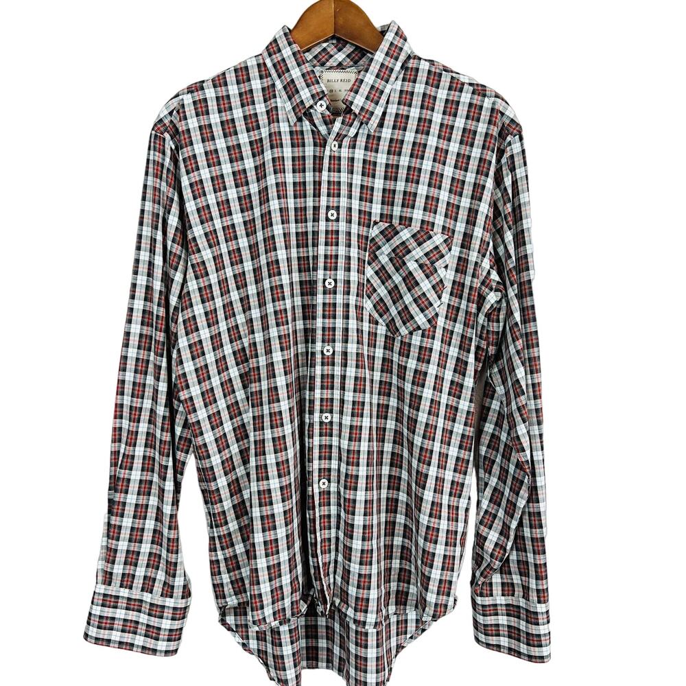 Billy Reid Long Sleeve Button Up Shirt Dress Casual Plaid - M